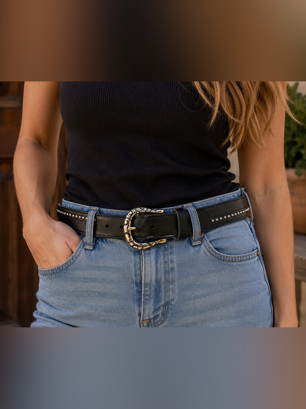 BRIGHTON Women's Femme Fatale Leather Casual Black Belt Size 32.